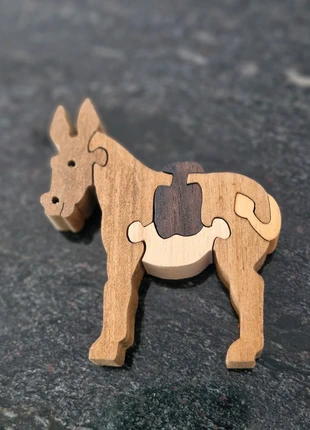 Puzzle bois artisanal âne – Jouet éducatif vintage, état: Neuf sans étiquette, 10,00 €, 11,20 € Protection acheteurs incluse