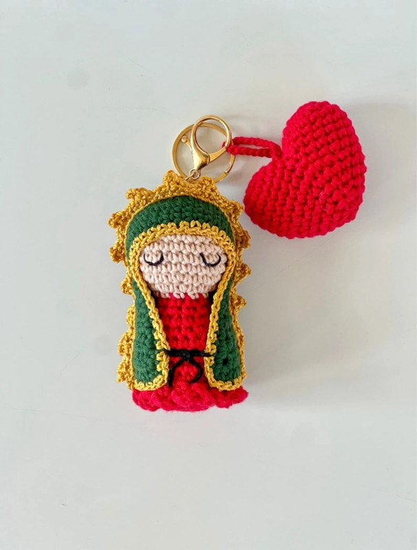 Virgin of Guadalupe crochet keychain, Holy Mary Keychain, Religious Gift,