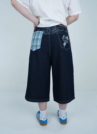 Jorts Denim Wide – Patchwork & Broderie jean japon japonais wilde legs large baggy, marque: Vintage Dressing, état: Très bon état, taille: S / 36 / 8, 22,00 €, 23,80 € Protection acheteurs incluse