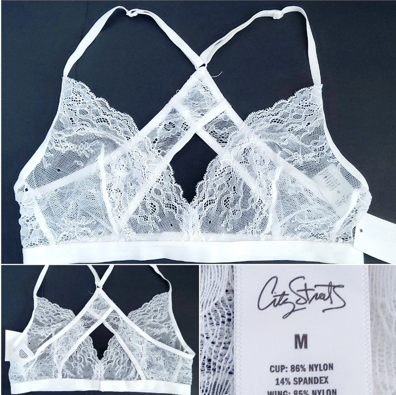 City Streets full lace no-wire no-lining white bralette size Med (NWTS) 3