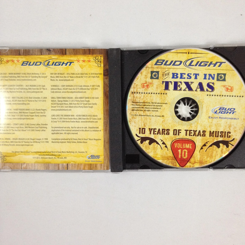 Bud Light Presents The Best In Texas Volume 10 -2013 - Cd - Used 3