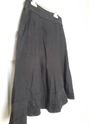 Jupe mi-longue en lin couleur chocolat, brand: Camaïeu, condition: Good, size: S / 36 / 8, €3.00, €3.85 includes Buyer Protection