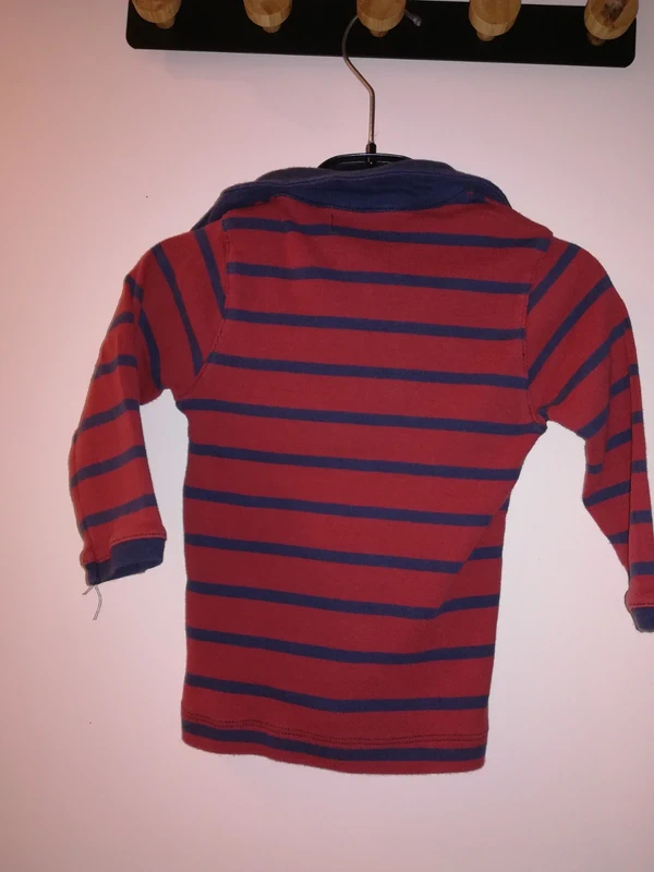 Tee-shirt à manches longues rouge et bleu, col chemise Lulu Castagnette, 18mois - photo numéro 5