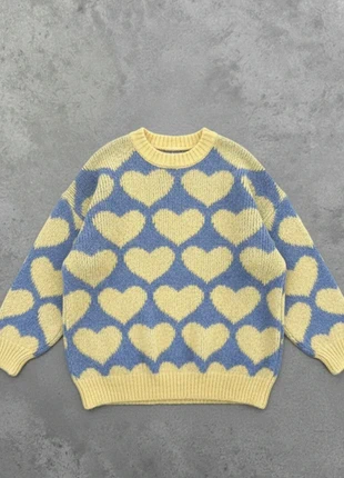 Pull tricoté effet mohair oversized jaune & bleu Love Station - Taille S, brand: love station, condizioni: Ottime, taglia: S / IT 40 / EU 36, €45.90, €48.90 include la Protezione acquisti Pro