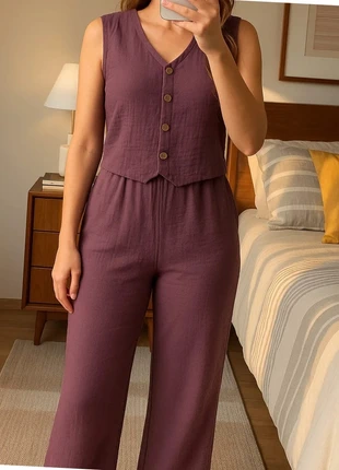 Ensemble 2 Pièces Gilet & Pantalon Mauve, condition: Very good, size: S / 36 / 8, €29.00, €31.15 includes Buyer Protection