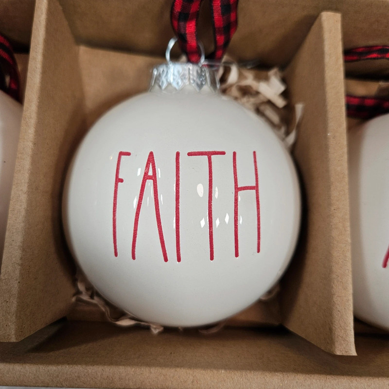 Rae Dunn Rejoice Faith Amen Christmas Ornaments 3