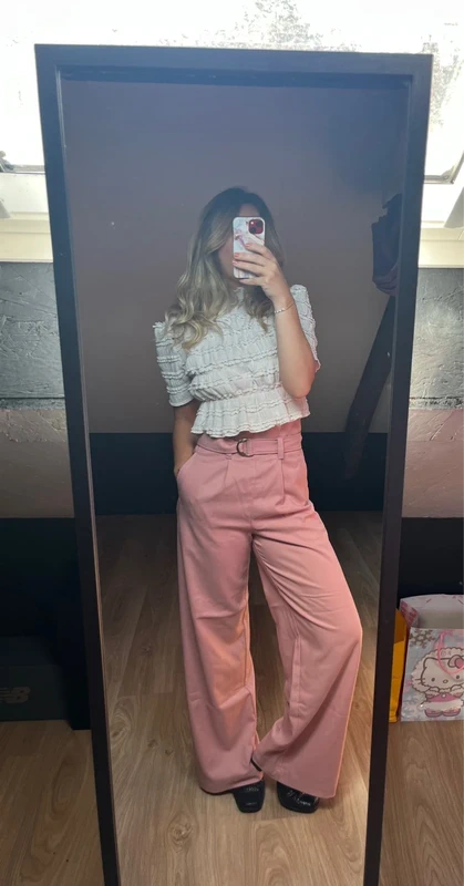 pantalon rose ample ceinturé - photo numéro 2