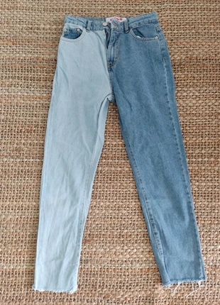 Jeans mom two tone, marca: Jennyfer, estado: Muito bom, tamanho: XXS / 32 / 4, €7.00, €8.05 inclui Proteção do Comprador