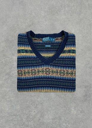 Pull de noël d’hiver col V Ralph Lauren multicolore en coton/lin/cachemire taille M, marke: Ralph Lauren, zustand: Sehr gut, größe: M / 38 / 10, 50,00 €, 53,20 € beinhaltet Vinted-Käuferschutz Pro