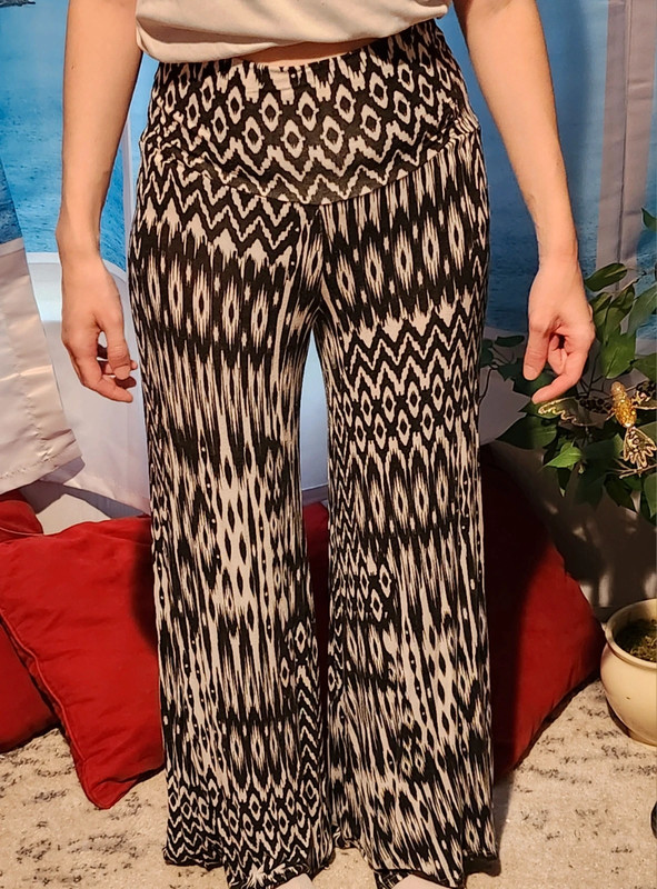 Black and white boho pants hot sale