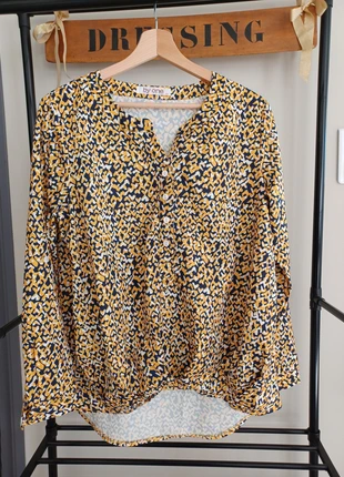 Blouse tunique By One L/XL (T42) marine & moutarde, fluide, dos plus long, brand: By One, condition: Very good, size: XL / 42 / 14, €6.00, €7.00 includes Buyer Protection