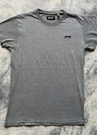 t-shirt schott gris chiné logo brodé poitrine taille s coupe droite, marca: Schott, estado: Muito bom, tamanho: S, €15.00, €16.45 inclui Proteção do Comprador Pro