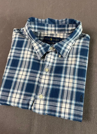 Chemise Ralph Lauren manches longues à carreaux bleue et blanche, marca: Ralph Lauren, estado: Muy bueno, tamaño: XXL, 24,30 €, 26,22 € Protección al comprador incluida