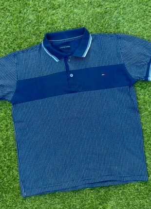 Polo Tommy Hilfiger bleu marine à micro-motifs – Taille L homme - 100 % coton, marque: Tommy Hilfiger, état: Très bon état, taille: L, 15,00 €, 16,45 € Protection acheteurs incluse