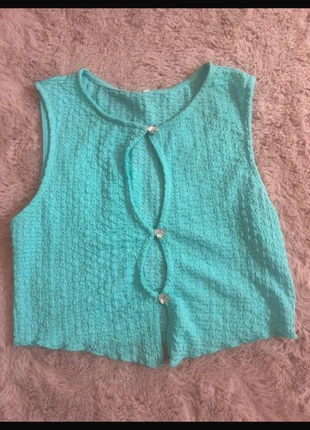 Teal Cut Out Crop Top With Diamanté Design, brand: Neon & Nylon, condition: New with tags, size: S / UK 8-10, £2.50, £3.33 includes Buyer Protection