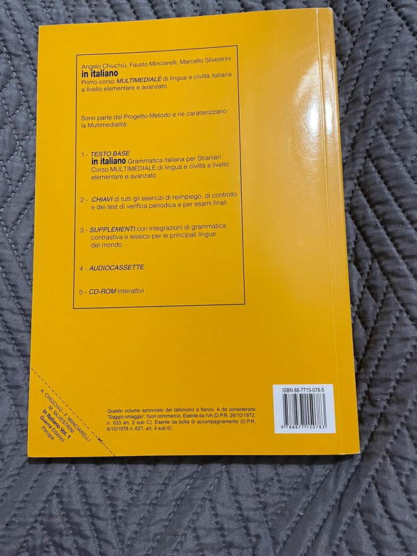 In italiano : grammatica italiana per stranieri : corso multimediale di  lingua e civiltà a livello elementare e avanzato. Vol. 1