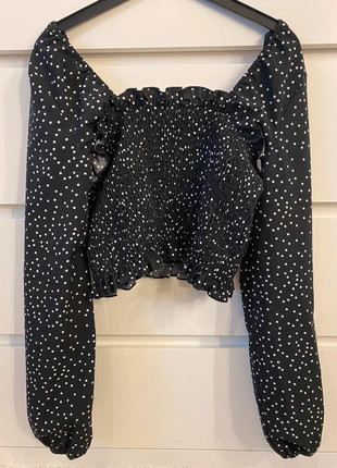 Schwarze Bluse mit Punkten, marque: Shein, état: Très bon état, taille: S / 36 / 8, 5,00 €, 5,95 € Protection acheteurs incluse