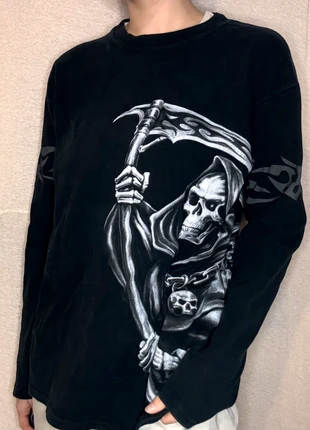 Tshirt Manches Longues Hard Metal Rock Tribal tête de mort Faucheuse, marke: Vintage Dressing, zustand: Sehr gut, größe: L, 26,00 €, 28,00 € inklusive Vinted-Käuferschutz