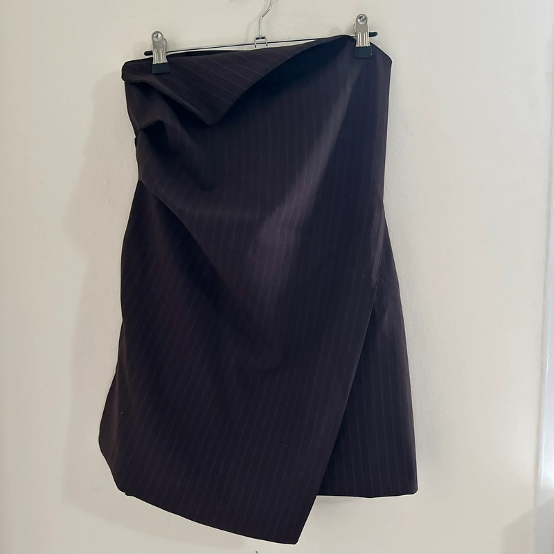 New Zara Pinstripe Strapless Mini Dress in brown / blue 1