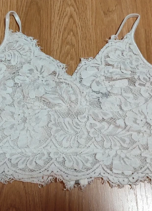 🤍 Top corto de encaje blanco roto - Talla S, marque: Amisu, état: Très bon état, taille: S / 36 / 8, 4,00 €, 4,90 € Protection acheteurs incluse