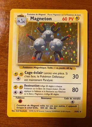 Magneton 9/102 HOLO (PV rouge) - set de base - Wizards 1999, marque: Pokémon, état: Très bon état, 69,00 €, 73,15 € Protection acheteurs incluse