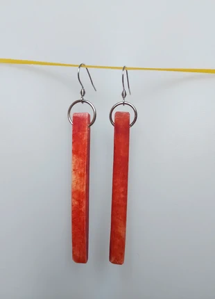 Boucles d'oreilles rouges longues os acier inoxydable, marca: acier, estado: Nuevo sin etiquetas, 5,00 €, 5,95 € Protección al comprador incluida
