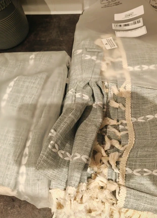 Baby blue x2 simple line embroidery curtain blackout, brand: Tocoto, condition: New with tags, size: 250 cm - 299 cm, £13.00, £14.35 includes Buyer Protection