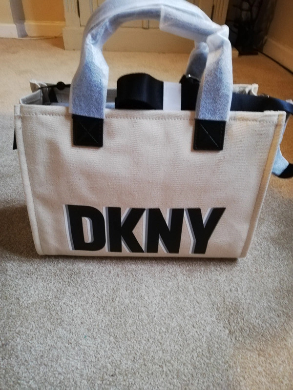 DKNY Tote Bag cream with black handles - Vinted