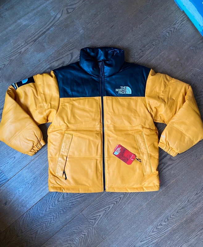 Supreme x the north face leather nuptse jacket yellow - Vinted