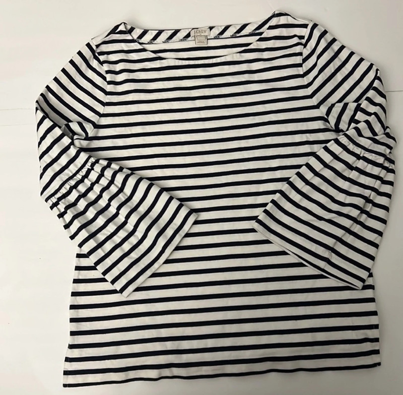 J Crew Factory Striped Top With Bell Sleeves size Small 4