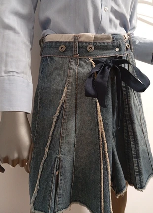 Mango Size 36/M Designer -style denim Skirt with Buttoned waisband and Ribbon belt, marca: Mango, estado: Muy bueno, tamaño: S / 36 / 8, 13,80 €, 15,19 € Protección al comprador incluida