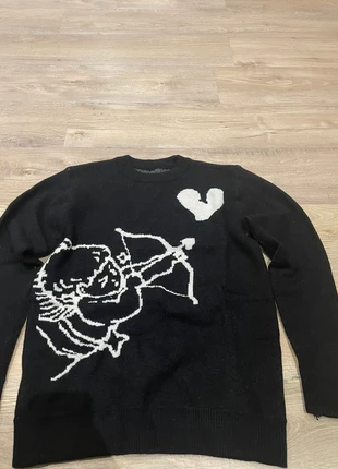 Pull ras de cou noir à motif blanc style y2k en très bon état, marque: y2k, état: Très bon état, taille: S, 22,99 €, 24,84 € Protection acheteurs incluse