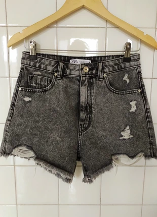 Short rasgado cintura alta negro deslavado T. 36 Zara, marque: Zara, état: Très bon état, taille: S / 36 / 8, 5,00 €, 5,95 € Protection acheteurs incluse