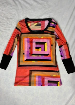 Y2K orange geometric graphic mesh top, brand: Vintage, condition: Very good, size: XXL / 16, £15.00, £16.45 includes Buyer Protection