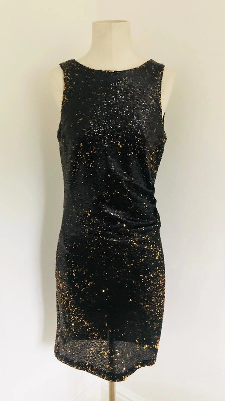 Zara black and clearance gold sequin dress