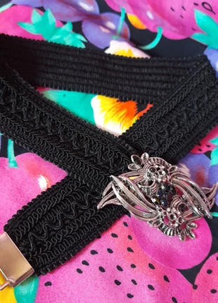 ceinture vintage années 80 élastiquée galon boucle métal et strass steampunk, brand: Vintage, condition: Very good, size: 70 cm, €18.00, €19.60 includes Buyer Protection Pro