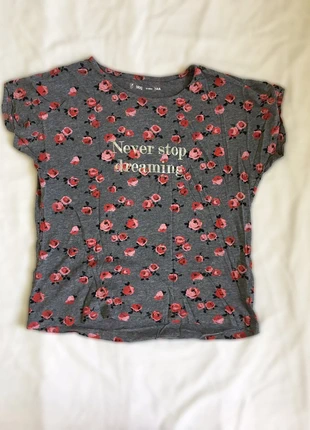 T-shirt manches courtes gris fleuri Gémo, marke: Gémo, zustand: Neu, größe: 14 Jahre / 164, 4,00 €, 4,90 € inklusive Vinted-Käuferschutz