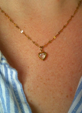 💎 Collier acier inoxydable doré – Petit cœur cristal transparent, brand: acier inoxydable, condition: Very good, €8.00, €9.10 includes Buyer Protection Pro