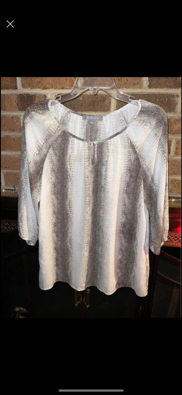 ny collection multi-color cream light women’s blouse size small 1