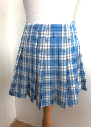 Jupe courte plissée à carreaux bleu vintage T. 34 XS , brand: H&M, condizioni: Ottime, taglia: XS / IT 38 / EU 34, €8.00, €9.10 include la Protezione acquisti
