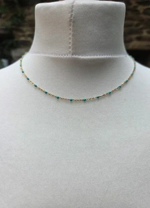 Collier chaîne dorée en acier inoxydable avec perles turquoise, marca: sans marque, estado: Nuevo sin etiquetas, 2,50 €, 3,33 € Protección al comprador incluida