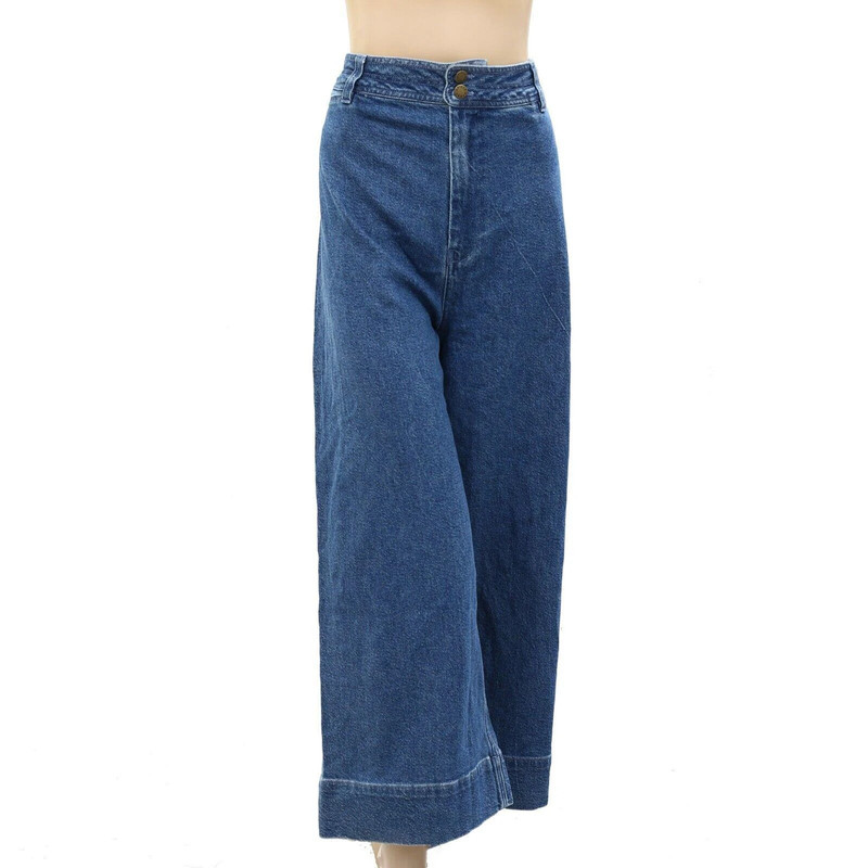 Apiece Apart Merinda Denim Pants Jeans Wide Leg High Waisted 3X PS New 261732 1