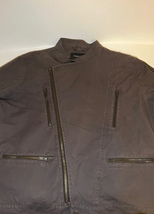Asymmetric Brown Washed Zip Biker Jacket, brand: Topman, condition: Very good, size: XL, £9.00, £10.15 includes Buyer Protection