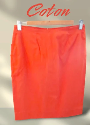 Jupe confortable en coton mi longue droite orange , marke: R Edition, zustand: Sehr gut, größe: M / 38 / 10, 12,00 €, 13,30 € inklusive Vinted-Käuferschutz