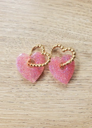 Créoles coeurs dorés acier inoxydable pampilles coeurs roses résine cadeau Noël, marca: Love, estado: Muy bueno, 10,00 €, 11,20 € Protección al comprador Pro incluida