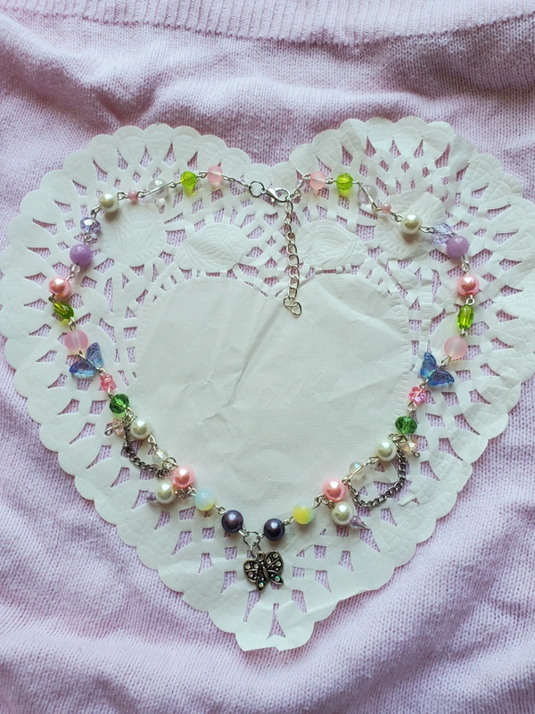 Fairycore butterfly beaded colorful necklace 2