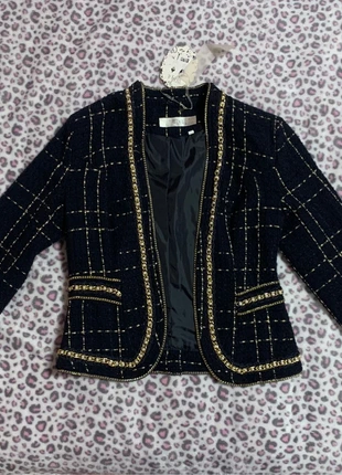 Blazer/Giacca Wiya donna in Tweed blu scuro e oro, taglia S, brand: Wiya, condizioni: Nuovo con cartellino, taglia: S / IT 40 / EU 36, €17.00, €18.55 include la Protezione acquisti