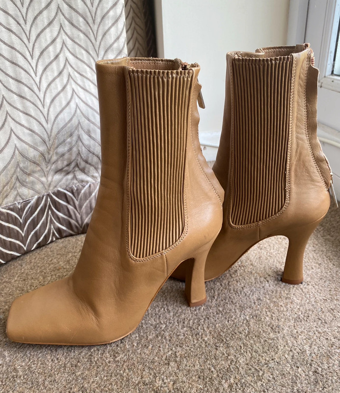 Zara tan leather ankle boots UK size 4 Vinted