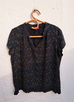 Top blouse tunique fantaisie noir et vert manches courtes smocks bas 42FR la fiancée du mekong, brand: La Fiancée du Mekong, condition: Very good, size: XL / 42 / 14, €12.00, €13.30 includes Buyer Protection