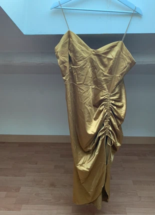 Robe de soirée satinée ocre, brand: ASOS, condition: New with tags, size: XXL / 44 / 16, €17.00, €18.55 includes Buyer Protection